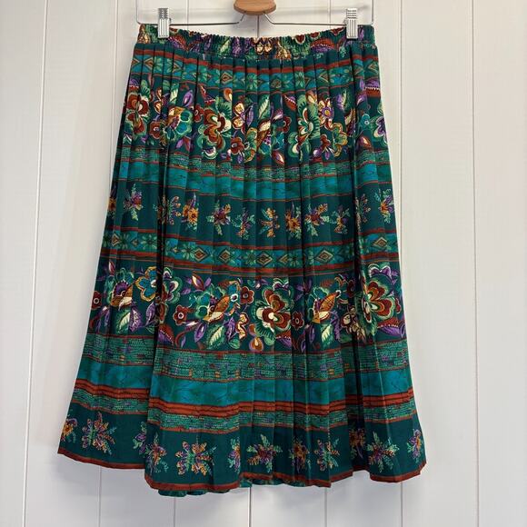 Vintage GW Graff Women's Classic Floral Secretary Pleated Skirt Size 12 Artsy - Picture 8 of 10